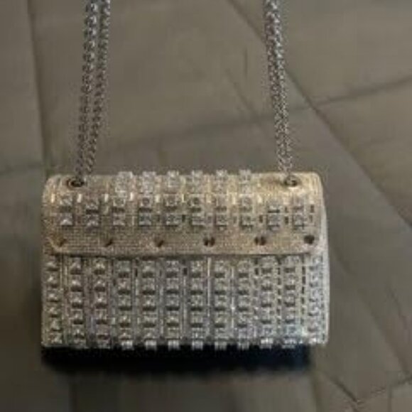 Rhinestone Clutch for Women's Sparkly Shoulder Bag for Evening & Party -SILVER - Picture 7 of 9